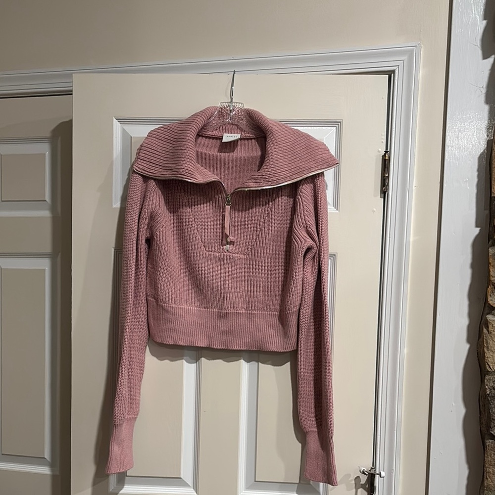 Dusty Pink Cowl Neck Cropped Sweater